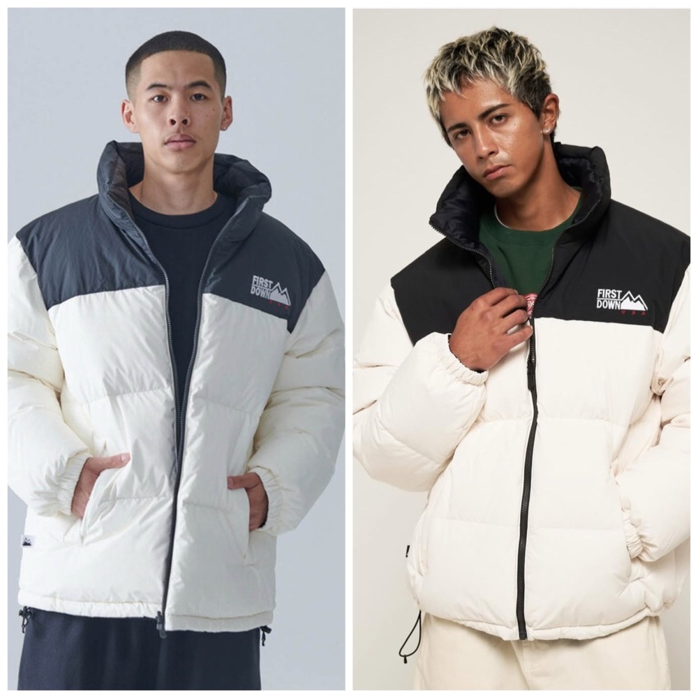 First‎ Down USA Bubble Down Jacket Reversible Black Cream XL